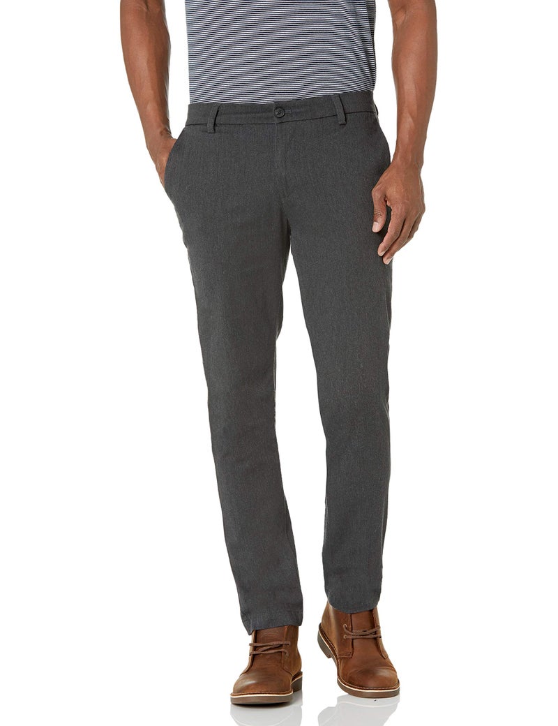 DockersÂ® Men's Slim Fit Signature Khaki Lux Cotton Stretch Pants, Charcoal Heather, 33W x 30L - Image 1